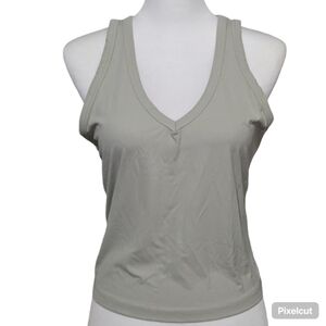 Women's Sage Green Vneck Sleeveless Crop Tank Top Size: Large